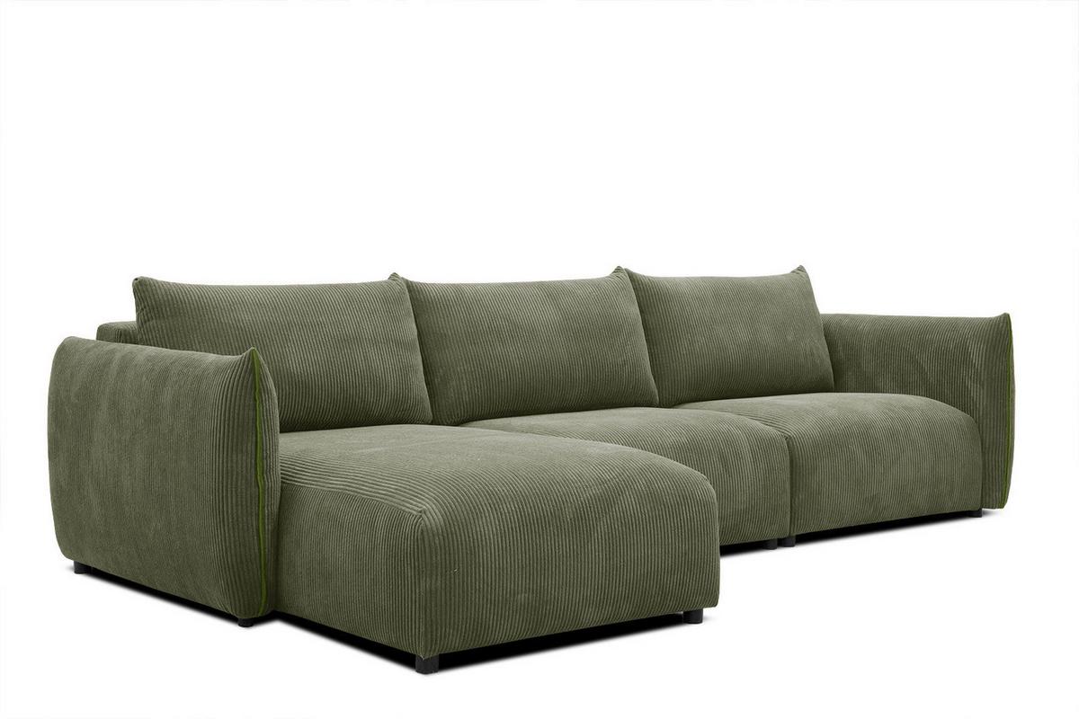 ECKSOFA TAUER 5-Sitzer, olivgrün - Schwarz/Olivgrün, Holzwerkstoff/Kunststoff (173/294cm) - Wozimo