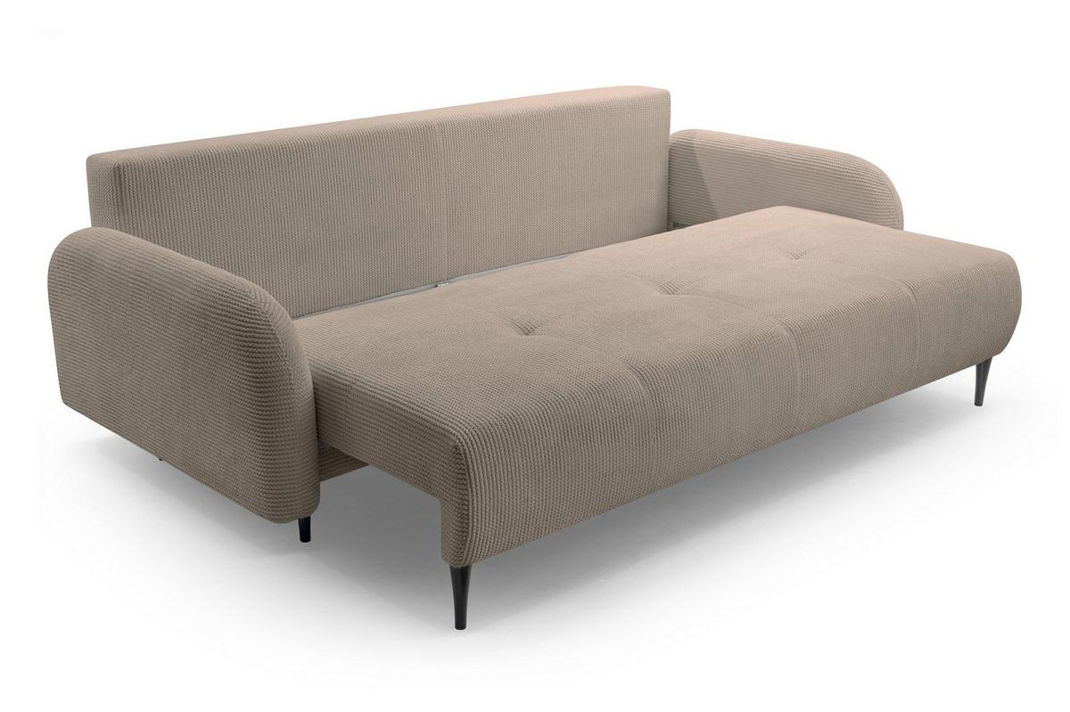 BETTSOFA VIVO Braun Geflochtener Stoff mit Schlaffunktion - Braun, Holz (230/95/102cm) - MASSENO