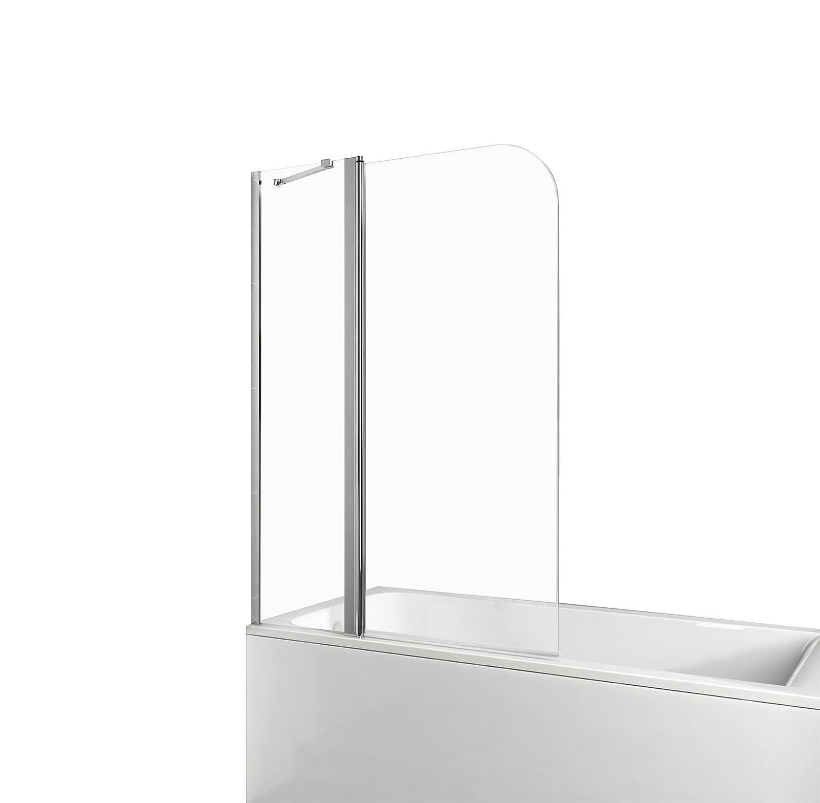 BADEWANNENAUFSATZ mit Festteil und Schwenkfunktion 100/140 cm - Transparent, Glas (100/140cm) - EMKE