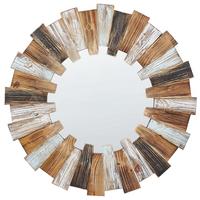 WANDSPIEGEL heller Holzfarbton rund 66 cm Ecatepec - Hellbraun/Schwarz, Holzwerkstoff (66/66/4cm) - Beliani