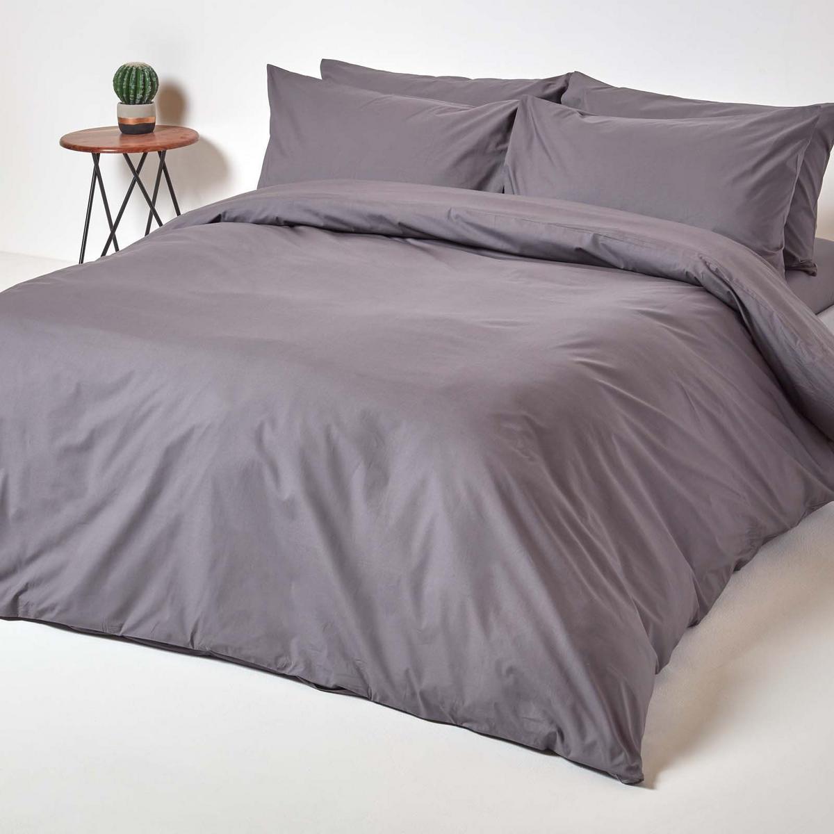 PERKAL-SPANNBETTLAKEN, Ägyptische Baumwolle, Fadendichte 200 - Dunkelgrau, Textil (180/200cm) - Homescapes
