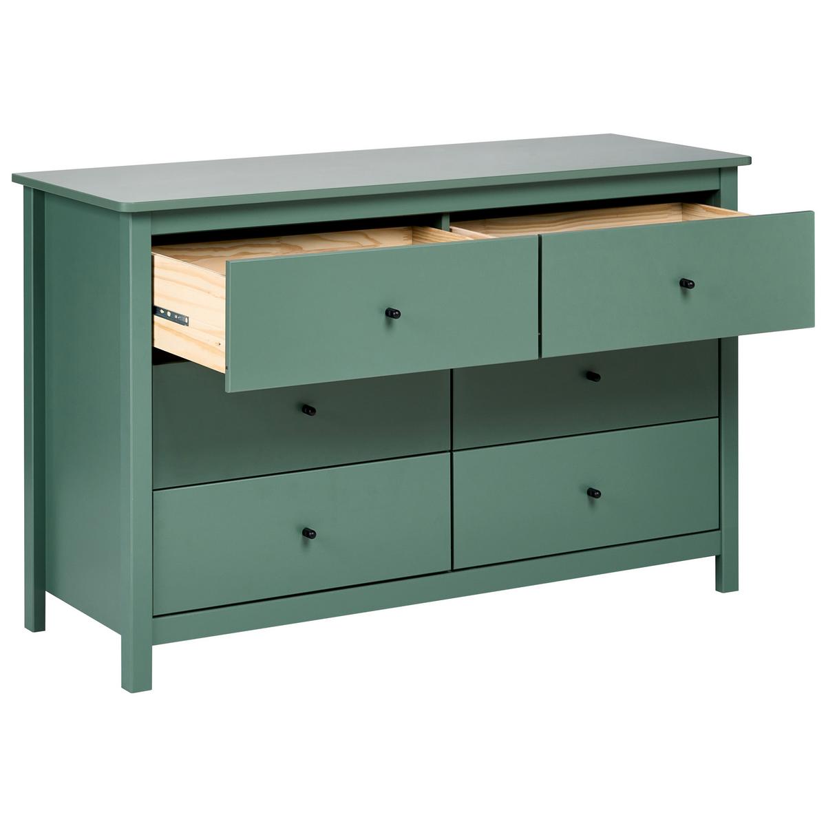 KOMMODE mit 6 Schubladen Kiefernholz Grün Barcaldine - Grün, Holz (130/82/45cm) - Beliani