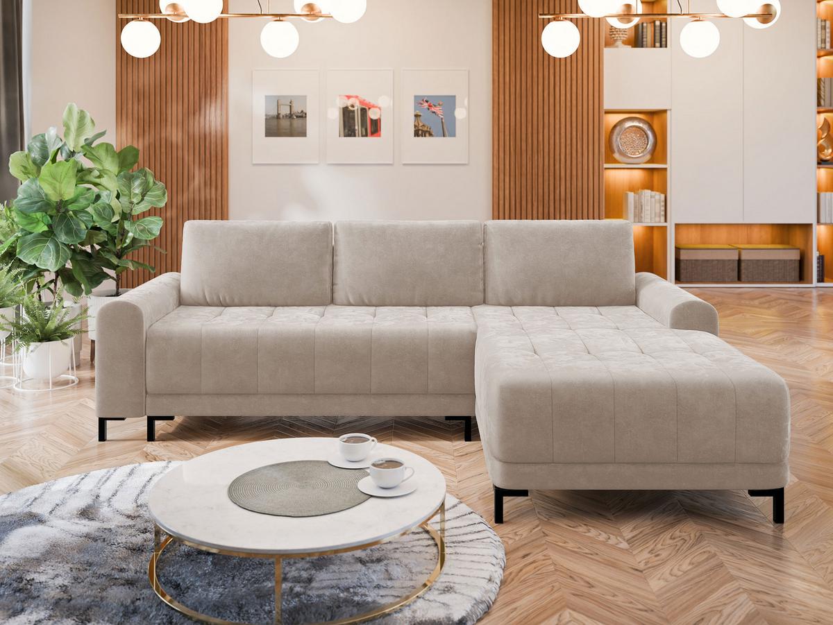 ECKSOFA Aris L, Seite: Rechts - Schwarz/Naturfarben, Holz/Textil (258/168cm) - MIRJAN24