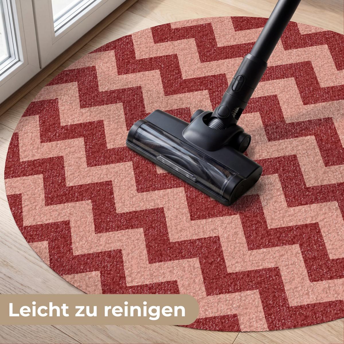 FUSSMATTE Zickzack - Streifen - Muster - Rot Schmutzfänger 90x90 cm - Bordeaux, Kunststoff (90/0.4cm) - MuchoWow