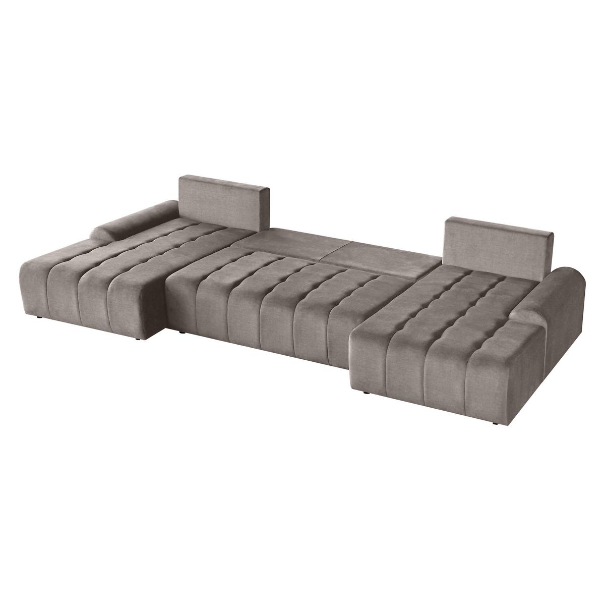 WOHNLANDSCHAFT Costa U Taupe - Taupe/Schwarz, Kunststoff/Textil (367/80/169cm) - Beautysofa