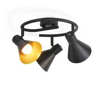 DECKENSTRAHLER Welle 4-flammig 28/25/21 cm - Schwarz, Metall (28/25/21cm) - Nettlife