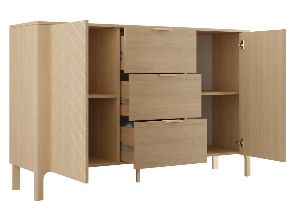 SIDEBOARD Malumi MM01 2D3SZ - Eichefarben/Goldfarben, Holzwerkstoff/Metall (154/96/41cm) - MIRJAN24