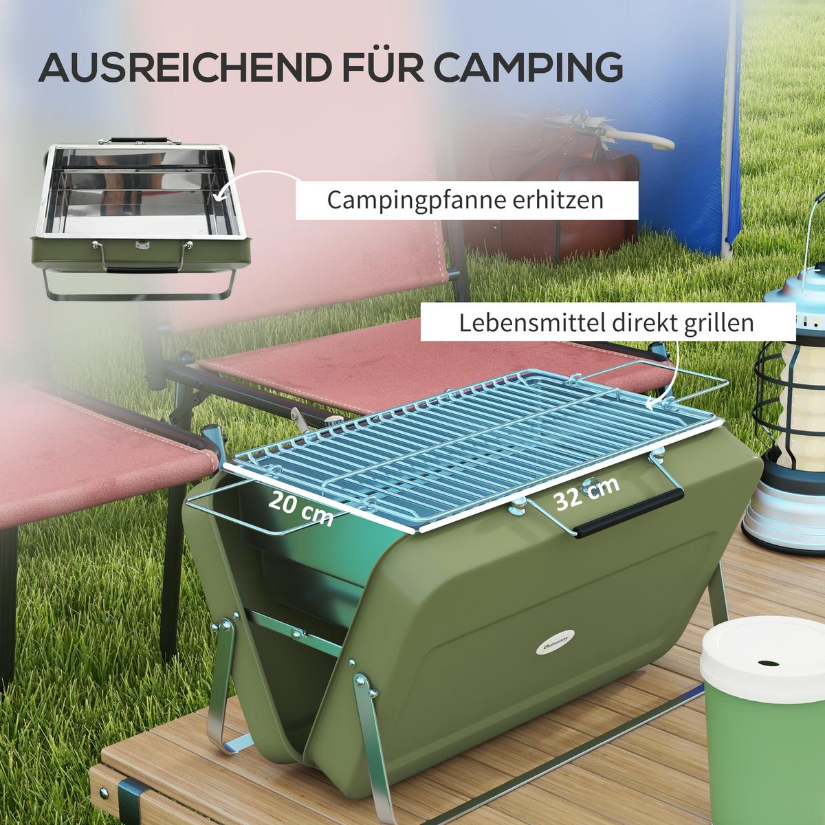 TISCHGRILL - Grün, Metall (30/28/47cm) - Outsunny