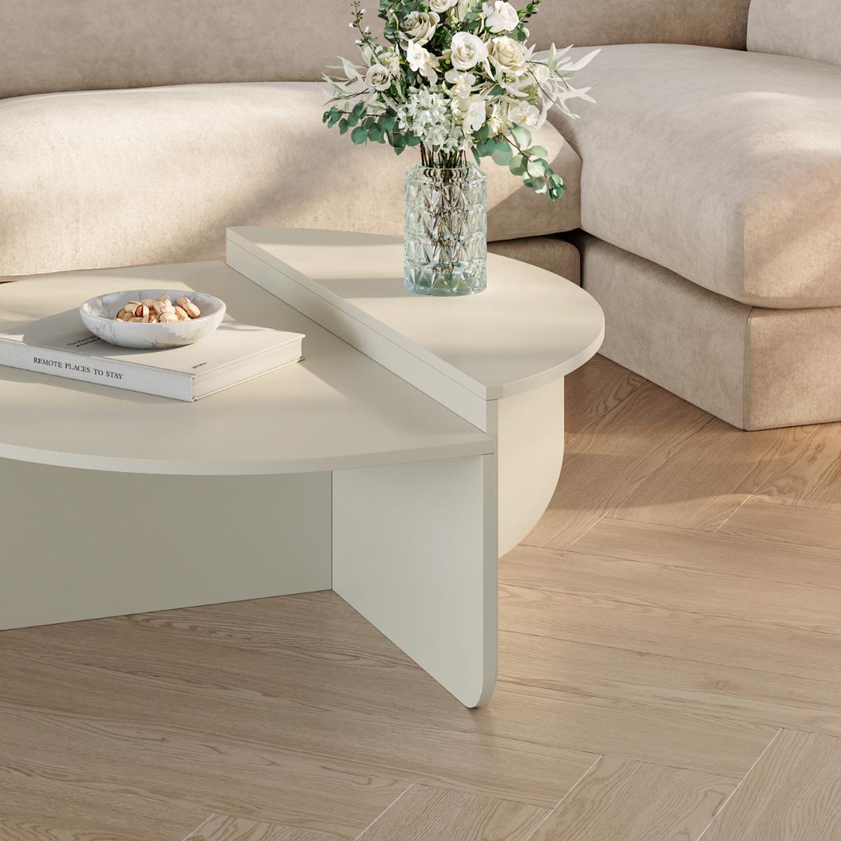 COUCHTISCH Tondesdaslo 90/90/35 cm - Creme, Holzwerkstoff (90/90/35cm) - [en.casa]