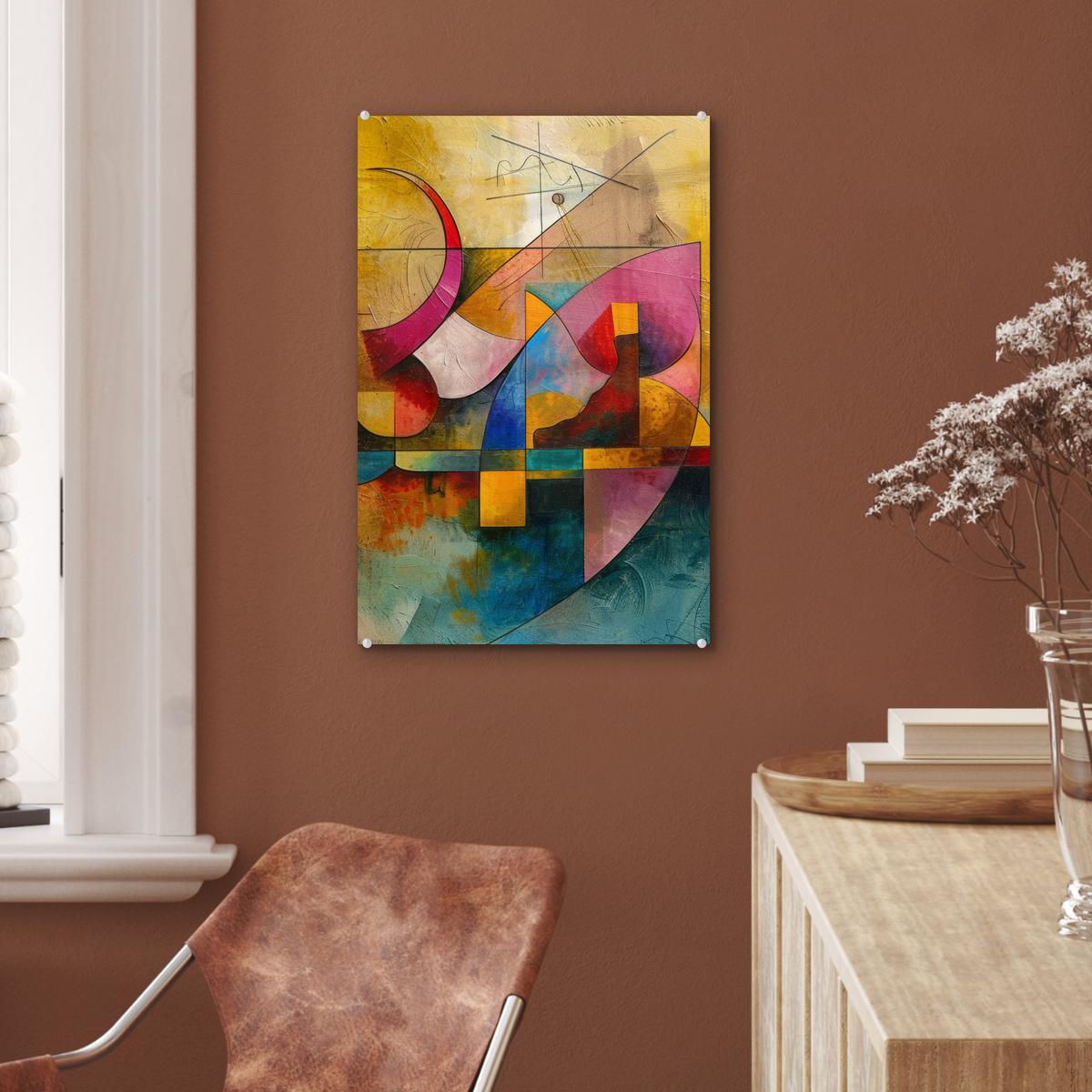 ACRYLGLASBILD Kunst - Abstrakt - Modern Wanddeko Wohnzimmer 40x60 cm - Gelb, Glas (40/60cm) - MuchoWow