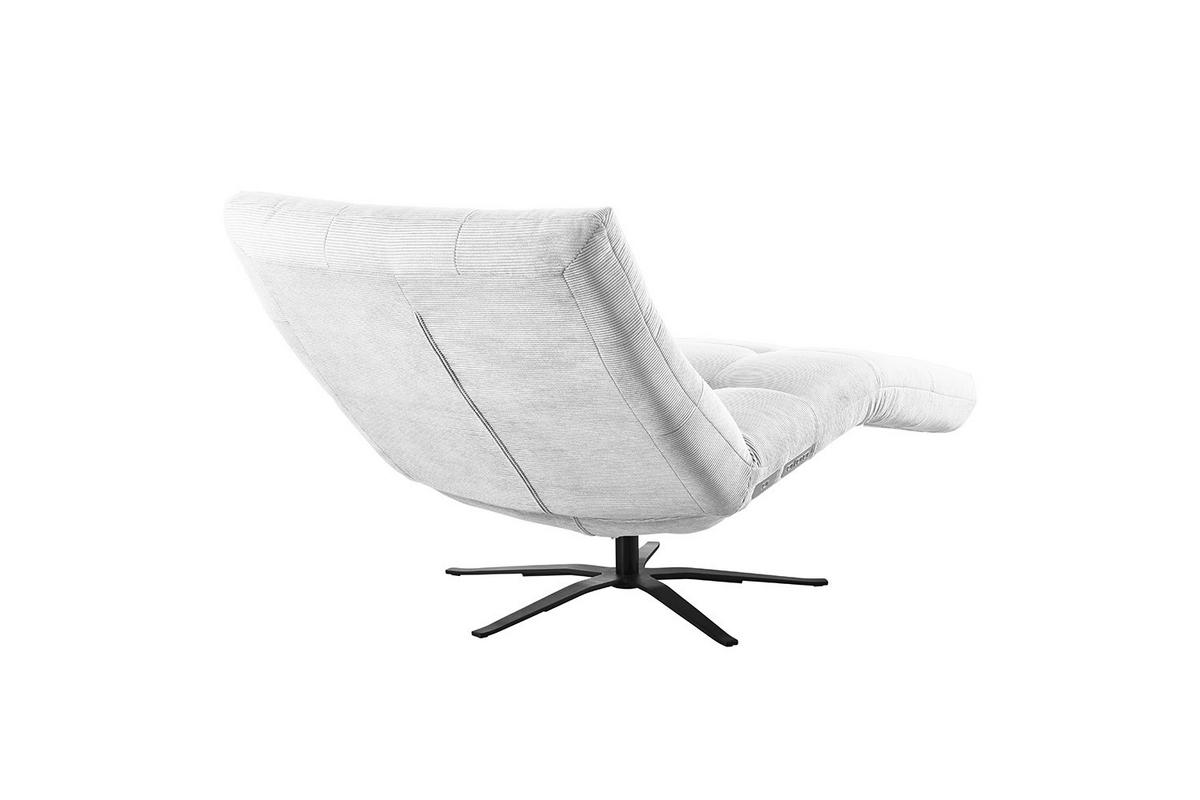 RELAXLIEGE LETICIA Weiß Cord Drehbar (360°), Relaxfunktion - Schwarz/Weiß, Textil/Metall (82/115/156cm) - KAWOLA