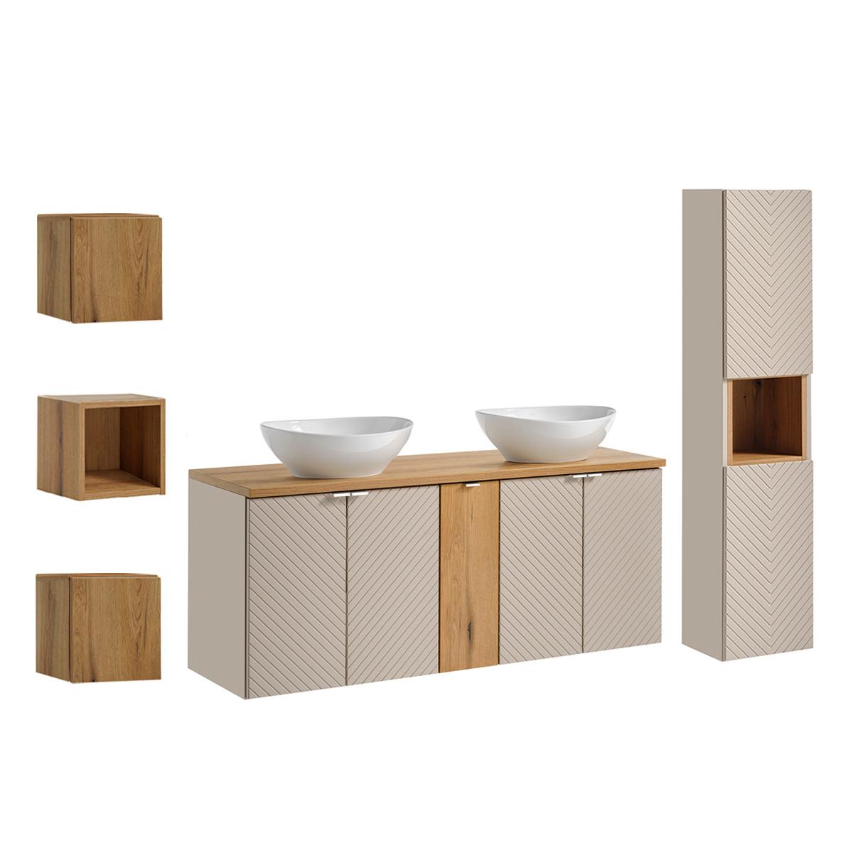 BADMÖBEL 140cm Manoa 2er-Set Kaschmir - Holz - Kaschmir, Holzwerkstoff (140/59/40cm) - Petits-meubles