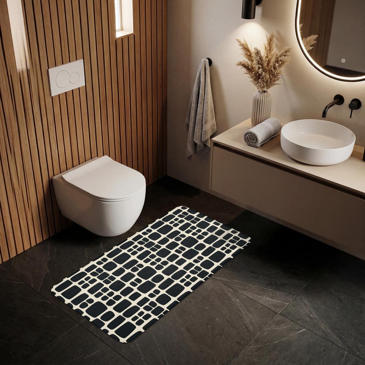 BADEMATTE Modern - Bio - Schwarz 120x60 cm - Anthrazit, Textil (120/60cm) - OnlyWow