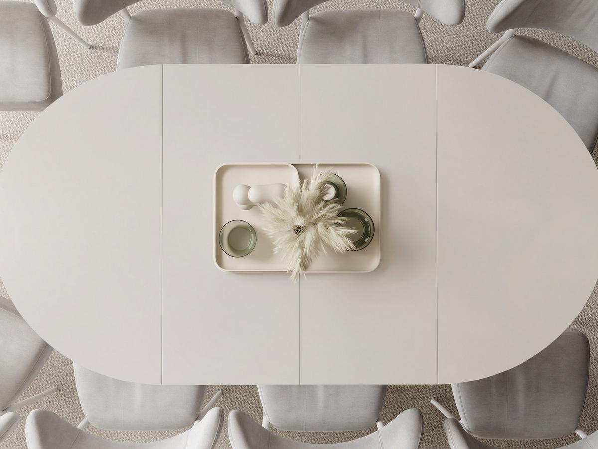 ESSTISCH Clara runder ausziehbarer, Kaschmir Grau Beige 100-180/100/76 cm - Kaschmir/Beige, Holzwerkstoff/Metall (100/180/76cm) - WFL GROUP