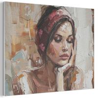 AKUSTIKBILD Frau - Lackierung - Porträt - Modern Wanddeko 70x50 cm - Altrosa, Kunststoff (70/50/0.9cm) - MuchoWow