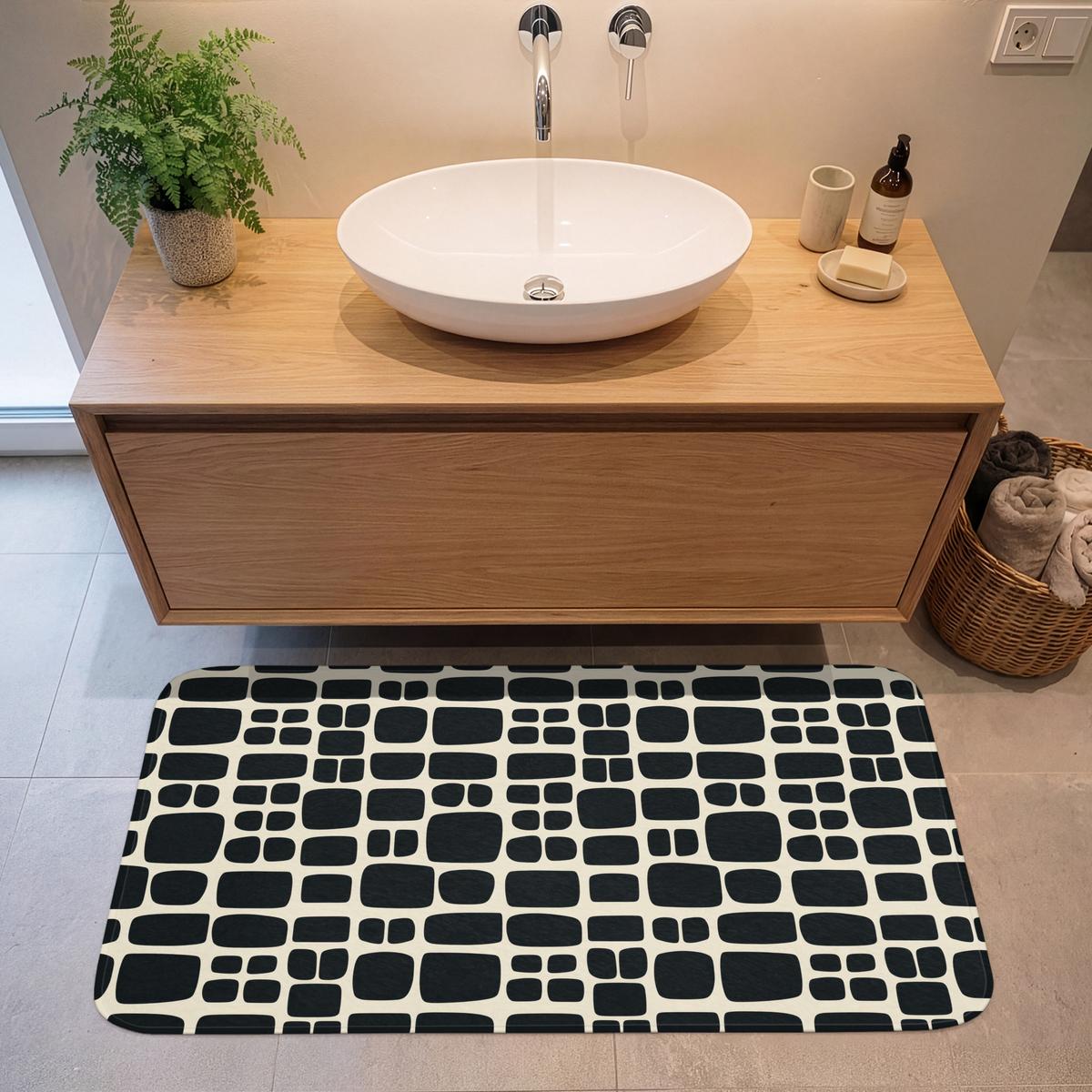 BADEMATTE Modern - Bio - Schwarz 120x60 cm - Anthrazit, Textil (120/60cm) - OnlyWow