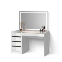 SCHMINKTISCH Imola Weiß/Gold 120 cm mit LED-Spiegel - Goldfarben/Weiß, Holzwerkstoff (120/75/55cm) - Livinity®
