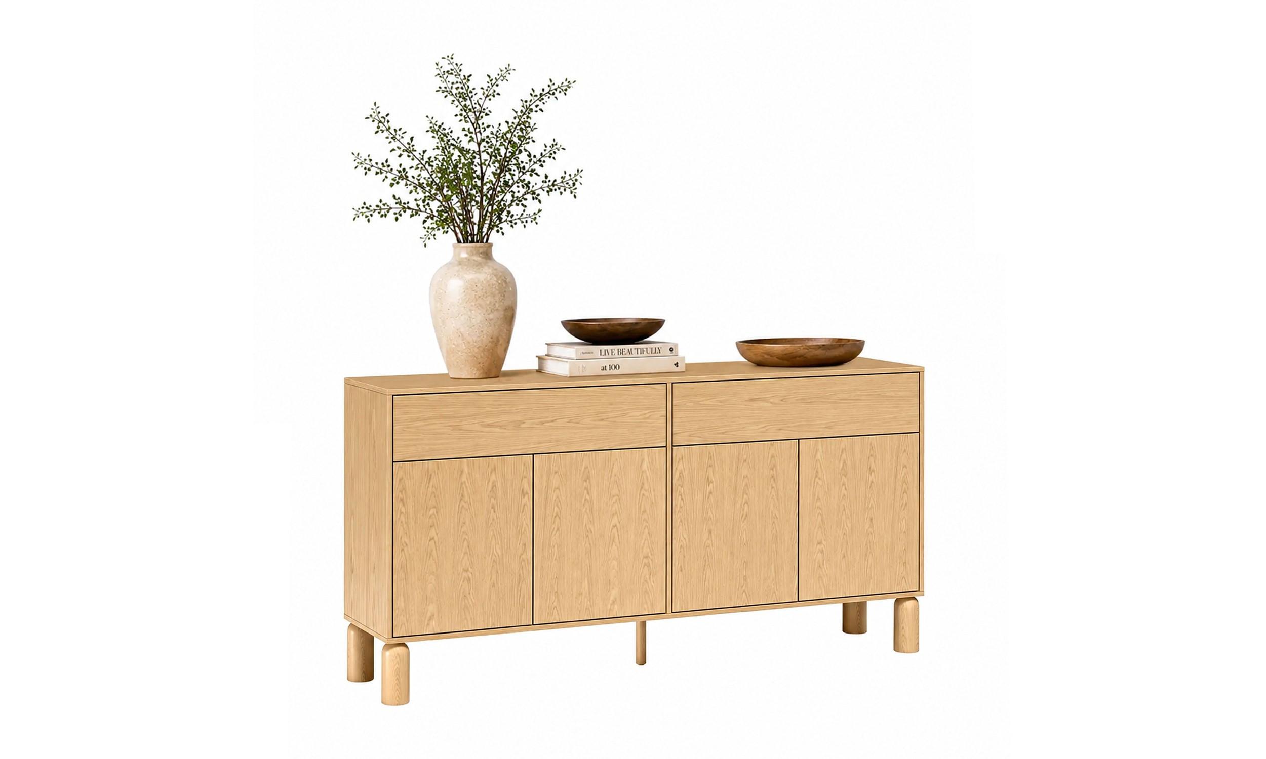 KOMMODE LINDEN 180/40,6/91,6 cm 4 Türen 2 Schubladen Eiche Bookmatch - Eichefarben, Eichenholz/Holzwerkstoff (180/91.6/40.6cm) - Lookway