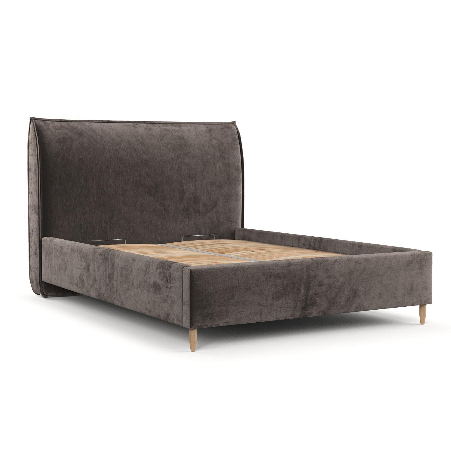 POLSTERBETT Mira 180/200 cm Braun im Lotta Stoff - Naturfarben/Braun, Holz/Holzwerkstoff (180/200cm) - AltaBeds