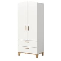 KLEIDERSCHRANK in weiß, Eiche Artsian 81 x 194 cm, Drehtürenschrank 2-türig skandinavisch - Eichefarben/Weiß, Holzwerkstoff (81/198/51cm) - Inn.Furn