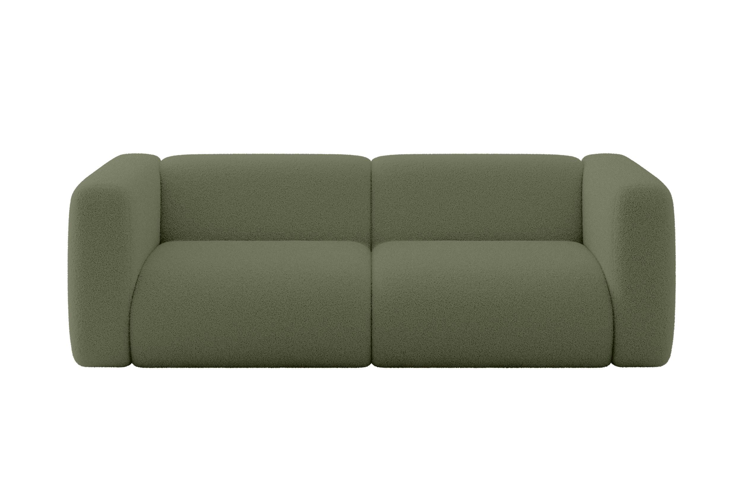 MODULARES Sofa 2-SITZER MIRA-S1 228x89x70 Grün cm Bouclé - Schwarz/Olivgrün, Holzwerkstoff/Kunststoff (228/70/89cm) - ALTDECOR