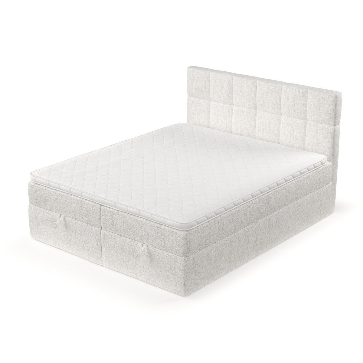 BOXBETT Savio 140/200 cm Creme im Neve Stoff - Creme/Schwarz, Holz/Holzwerkstoff (140/200cm) - AltaBeds
