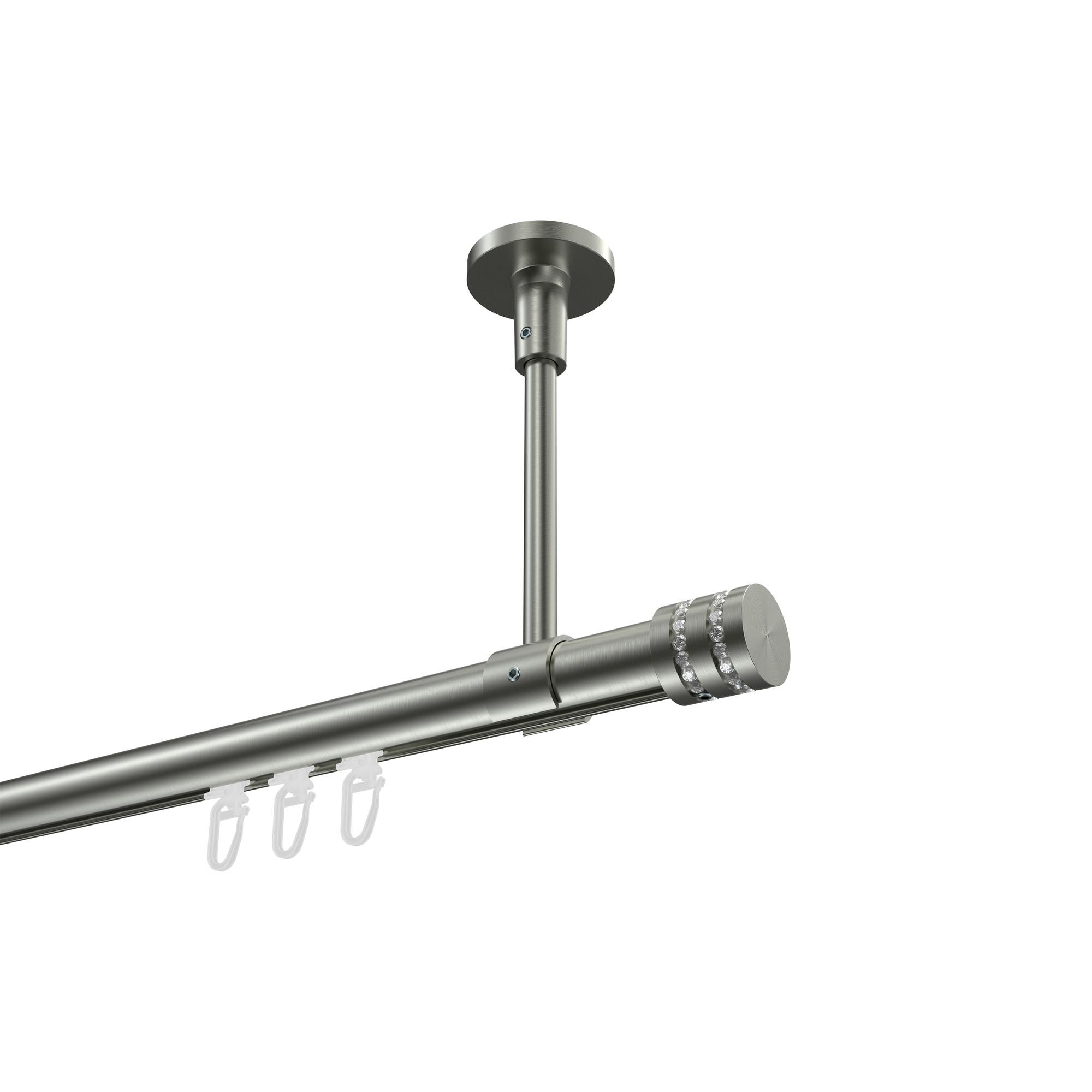 GARDINENSTANGE INNENLAUF Sonette Estana 360 cm (geteilt in 2 x 180 cm), 1-läufig, 20 mm Ø Edelstahl-Optik - Edelstahlfarben, Metall (360cm) - INTERDECO