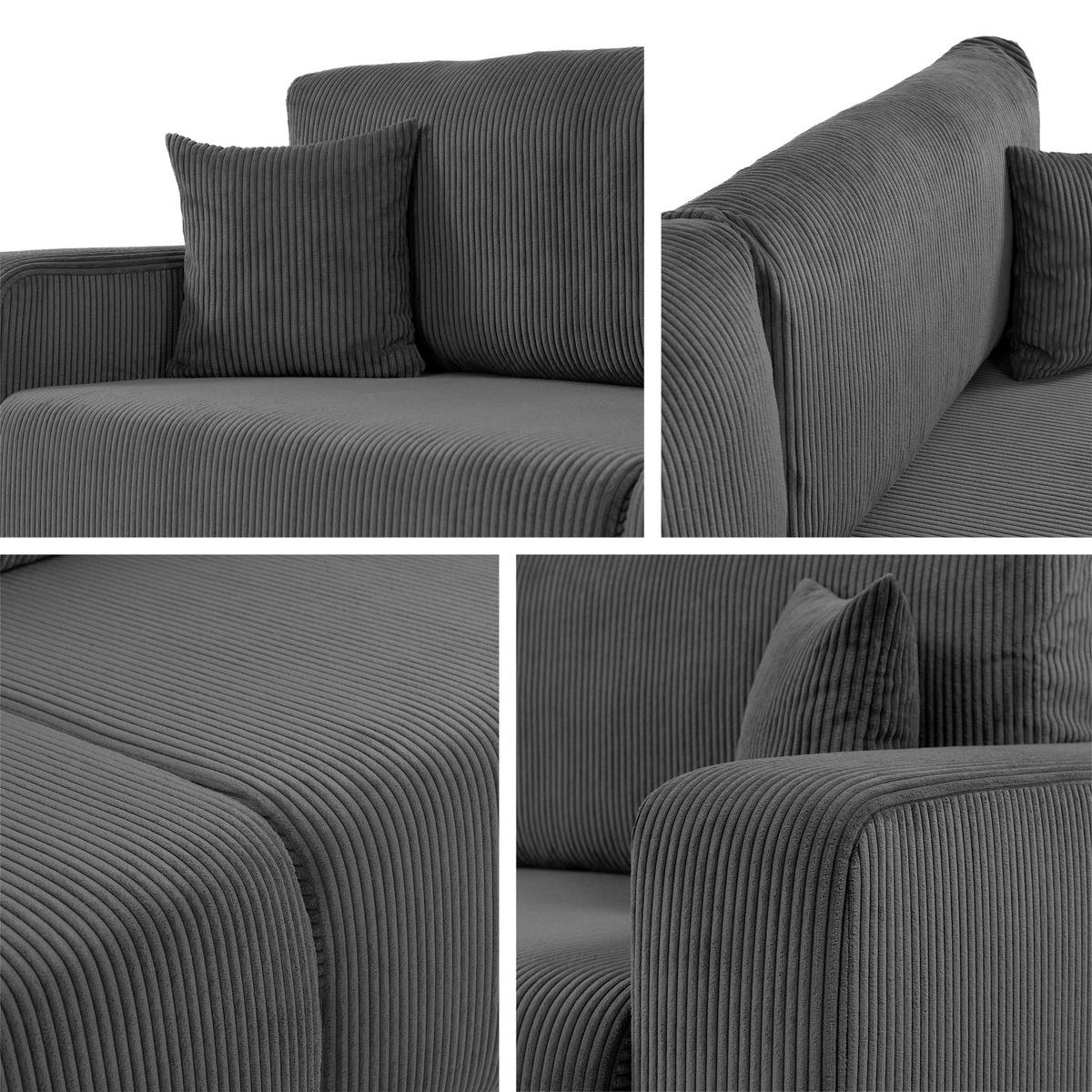 SCHLAFSOFA Piano Cord - Hellgrau/Schwarz, Holz/Kunststoff (245/82/92cm) - MIRJAN24