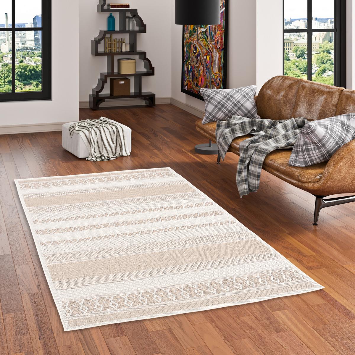 IN & OUTDOOR TEPPICH FLACHGEWEBE OTTAWA STRIPES - Beige, Textil (160/230cm) - Pergamon