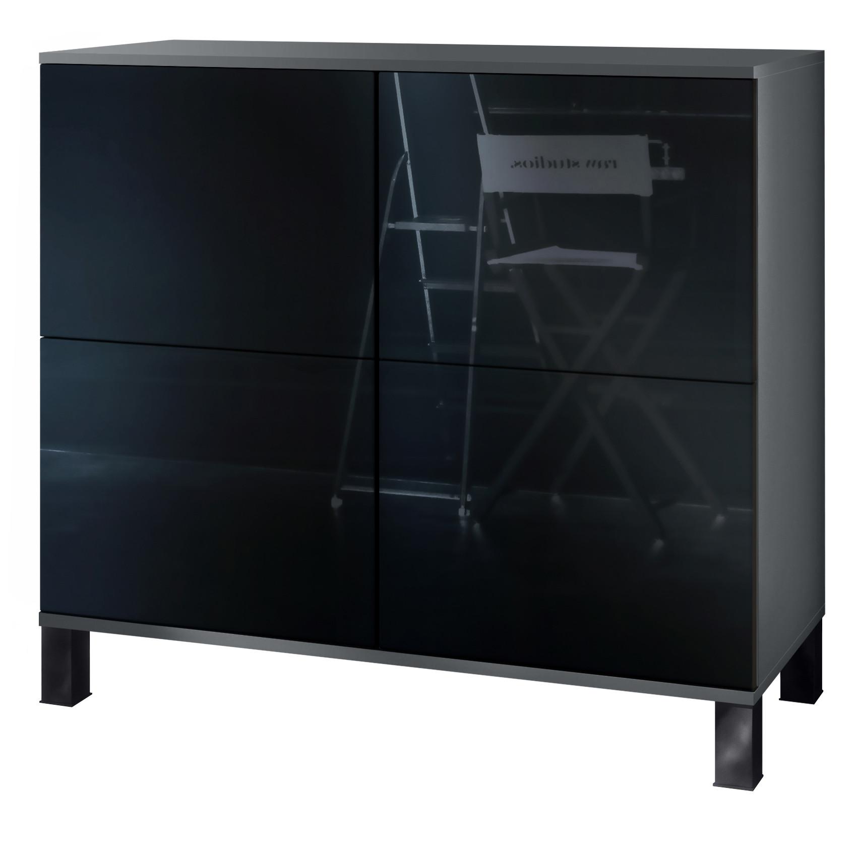 KOMMODE Rova Schwarz Hochglanz - Schwarz Hochglanz, Holzwerkstoff (92.5/84.5/35cm) - Vladon