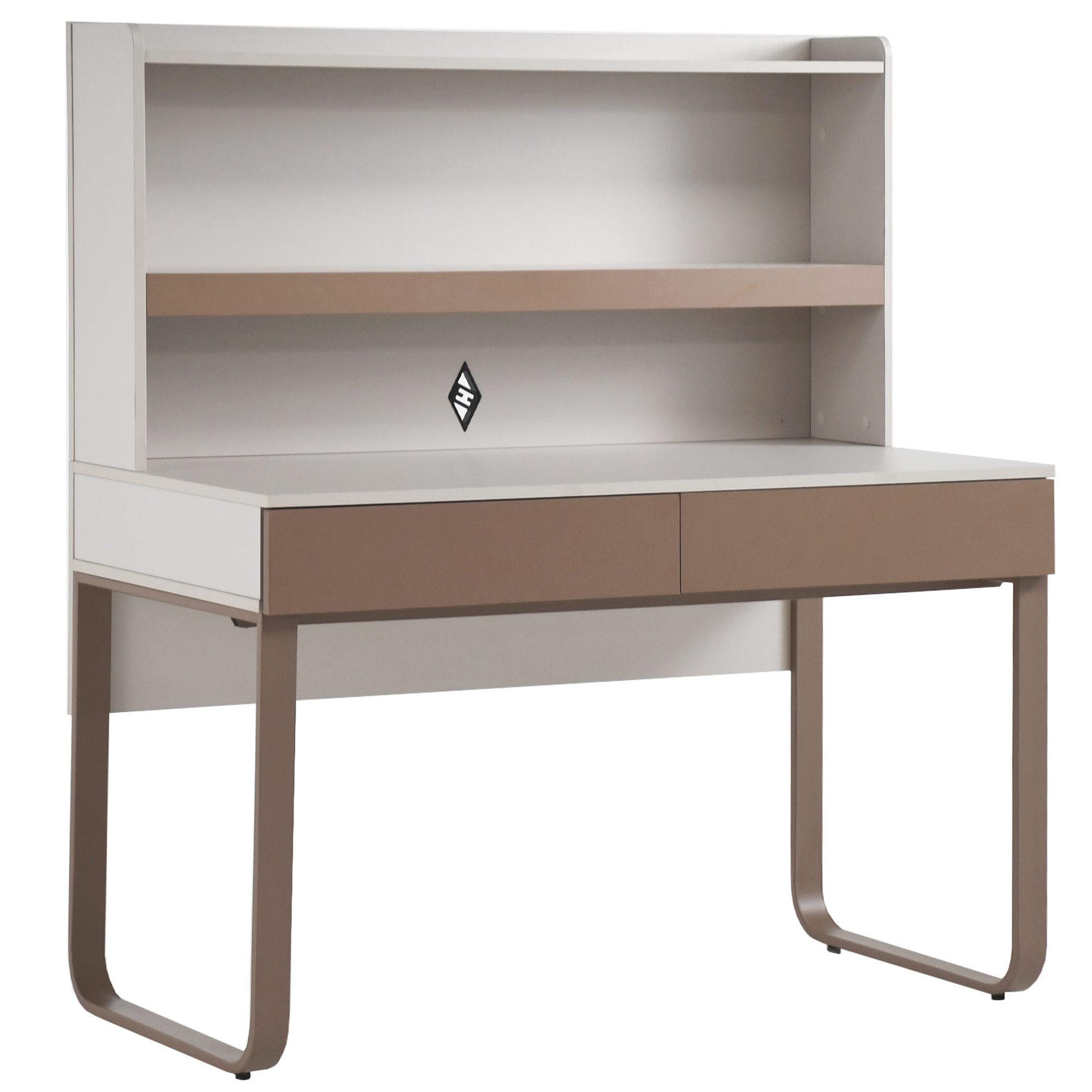 SCHREIBTISCH Boreo für Jugendzimmer, mit 2 Schubladen und Aufsatz mit Regalbode, 120 cm, Kaschmir/Hellbraun - Kaschmir/Hellbraun, Metall (62/120/135cm) - Beautysofa