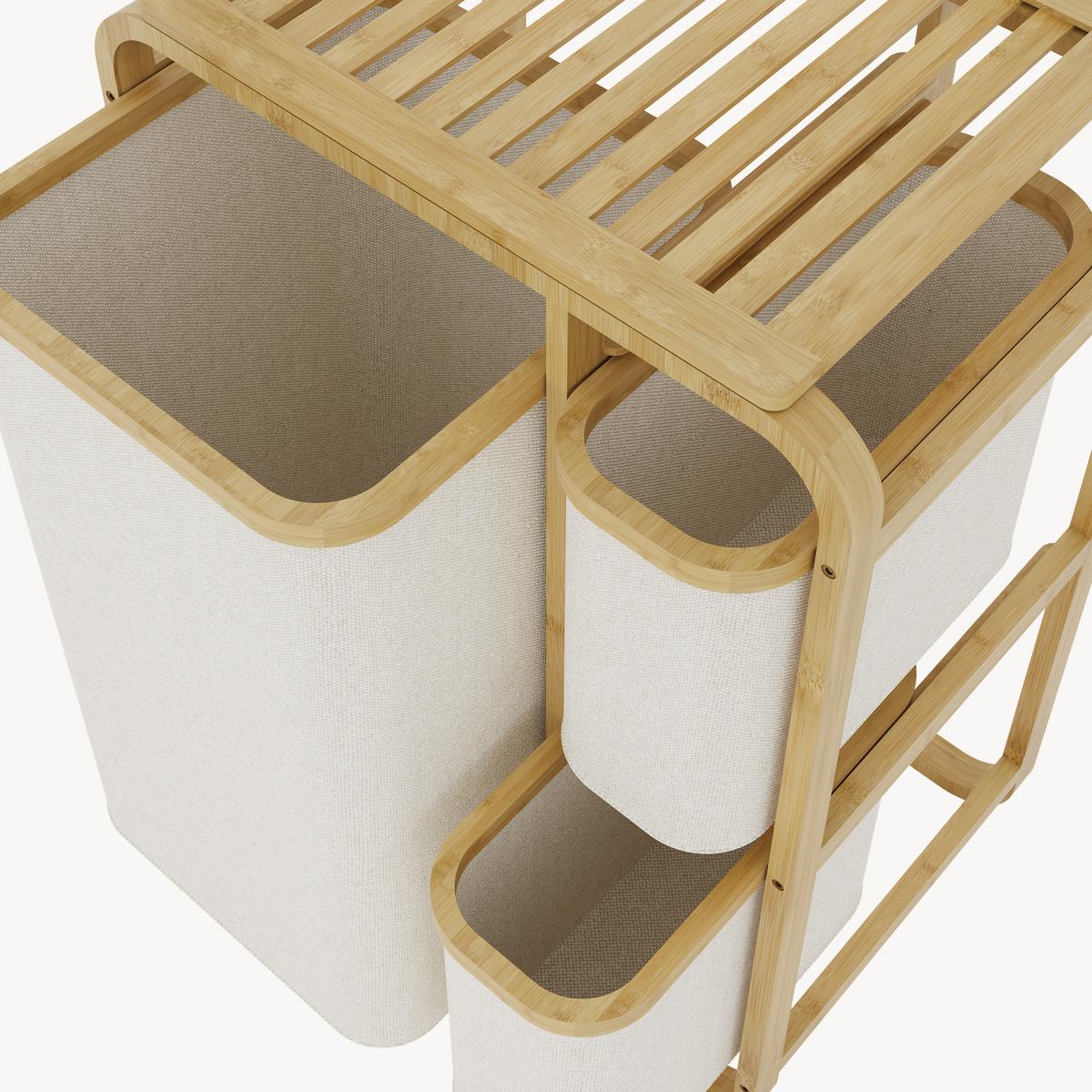 WÄSCHESAMMLER Evenes - Beige/Naturfarben, Holz/Kunststoff (49.5/70/33cm) - [en.casa]