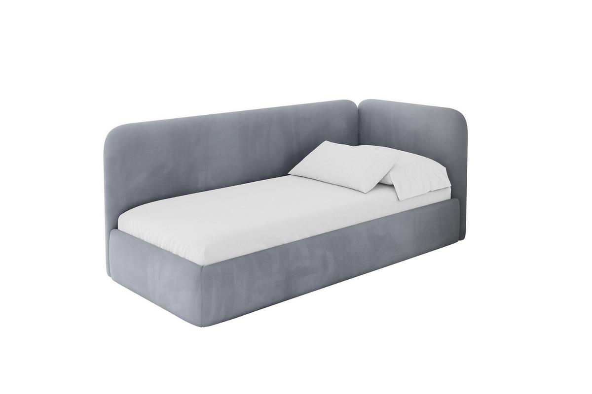 EINZELLBETT Jugendbett mit Bettkasten und Matratze H3/H4, Links - ELSY 80x200 Grau - Grau, Holzwerkstoff/Textil (80/200cm) - ALTDECOR