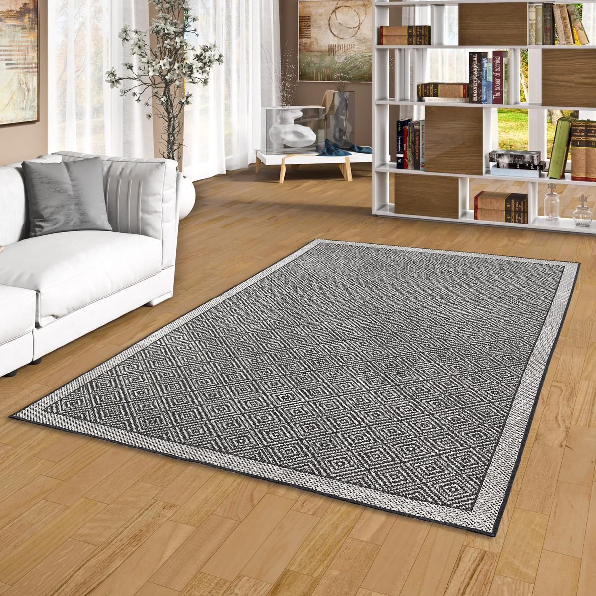 IN & OUTDOOR TEPPICH HAMPTON MELIERT - Schwarz, Textil (140/200cm) - Pergamon