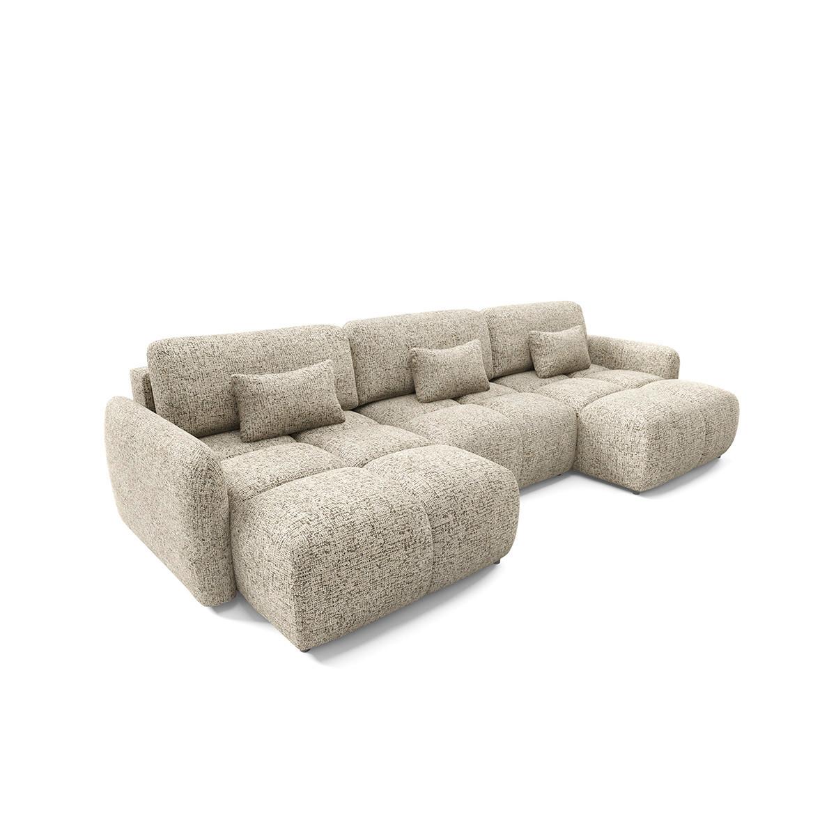 PANORAMASOFA 5 Sitzplätze Beige meliert - Beige, Holz (240/95/165cm) - Petits-meubles