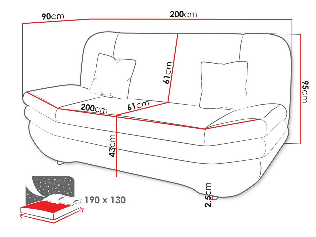 SCHLAFSOFA Weronika - Schwarz/Bronzefarben, Holz/Kunststoff (200/95/90cm) - MIRJAN24