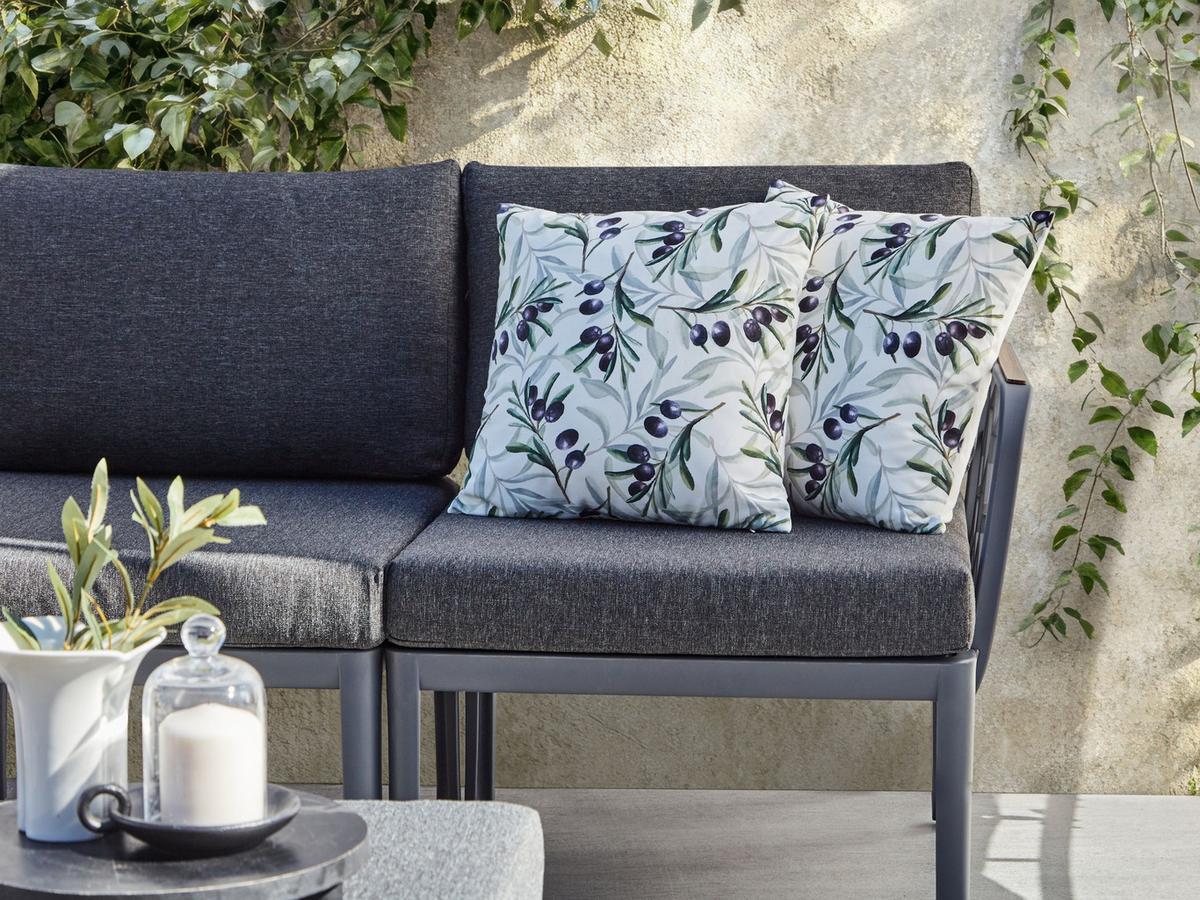 GARTENKISSEN 2er-Set Bunt 45/45 cm Tranqui - Multicolor/Weiß, Textil (45/12/45cm) - Beliani