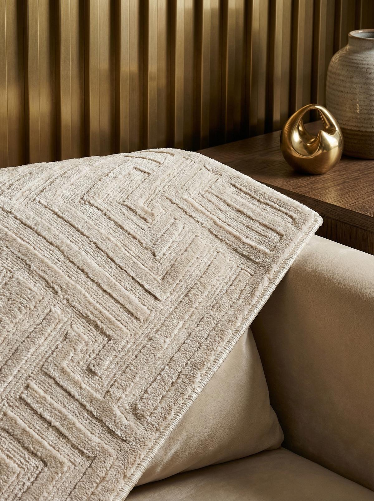 TEPPICH Kurzflor ILLER in Beige, mit 3D-Design, aus Jute, Florhöhe 12 mm, 120 x 170 cm - Beige, Textil (120/170cm) - KADIMA DESIGN