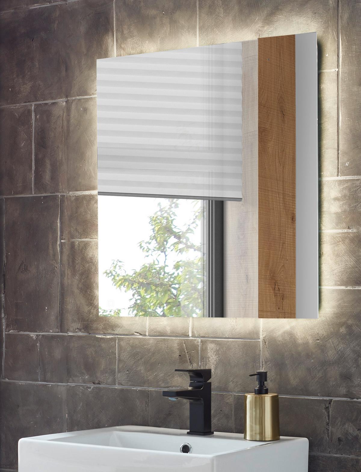 BADSPIEGEL mit LED Beleuchtung und Touchschalter 60 cm - Weiß, Glas (60/65/3cm) - Furn.Design