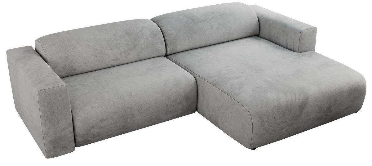 OFERTA WYCOFANA ECKSOFA PASADENA Hellgrau Velvet Rechts Seite - Hellgrau/Schwarz, Kunststoff/Textil (288/180cm) - MKS