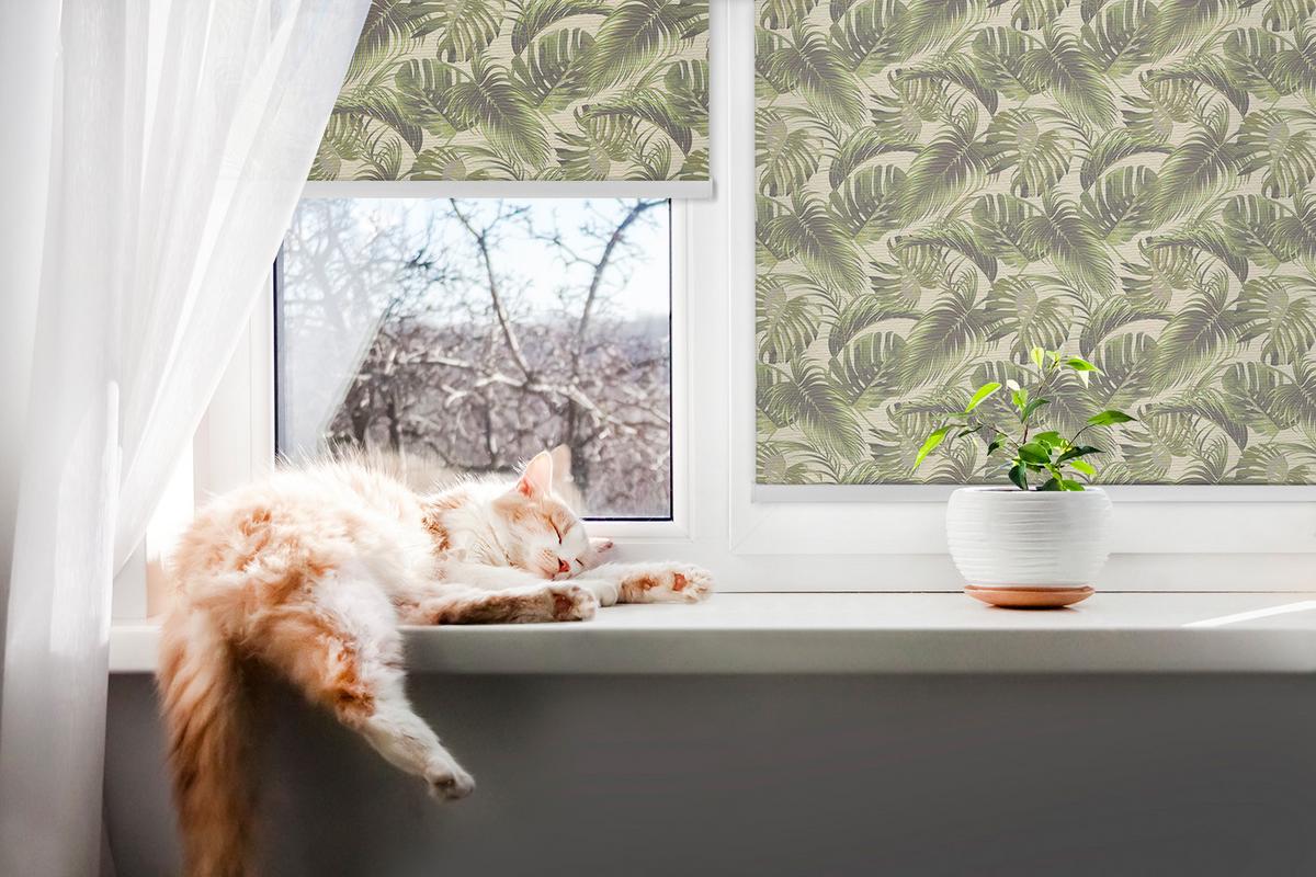 INNENROLLO - Fensterrollo - Rollo - 90x180 cm - Blütenblätter - Grün, Kunststoff (90/180/0.5cm) - TULUP
