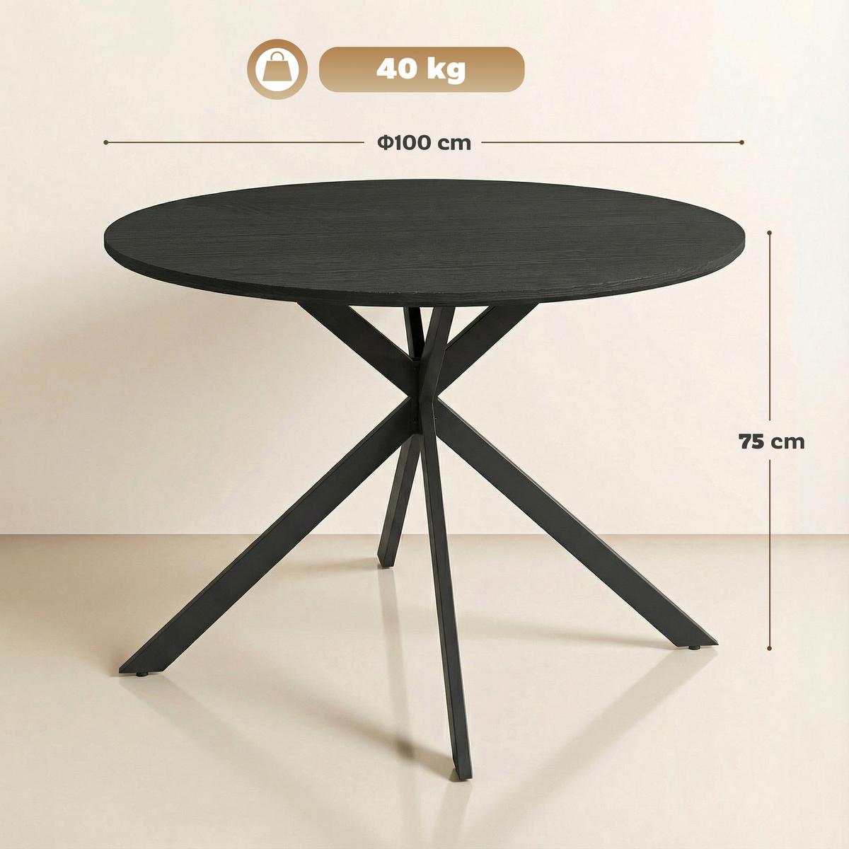 ESSTISCH Spanplatte Stahl Schwarz - Schwarz, Metall (100/100/75cm) - HOMCOM