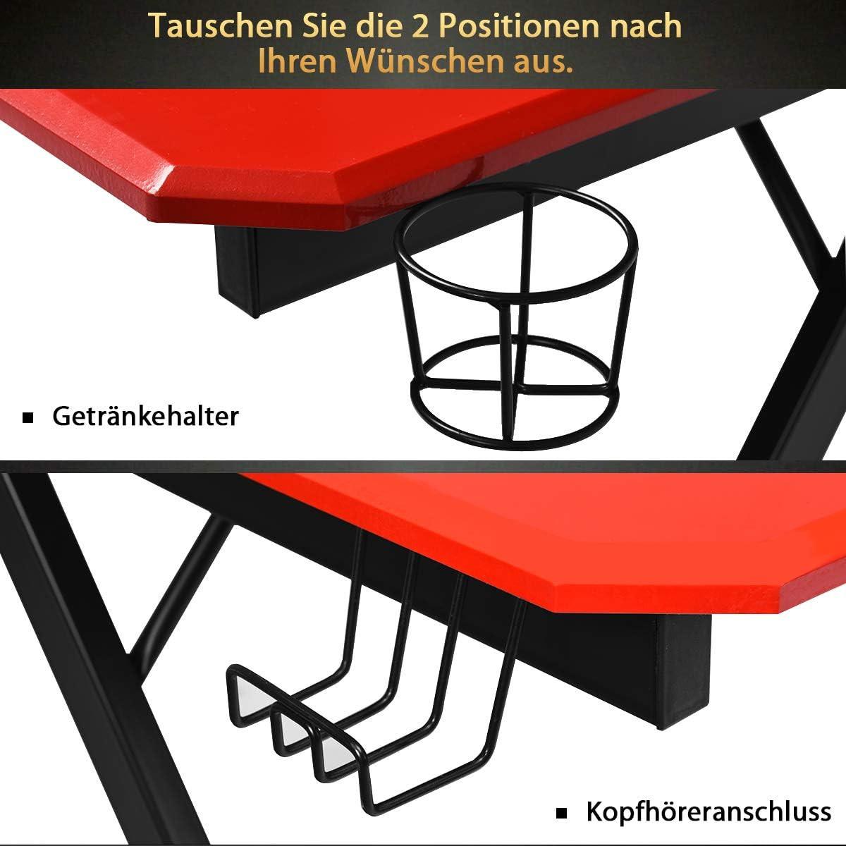 COMPUTERTISCH Rot - Multicolor, Holzwerkstoff (60/120/76cm) - COSTWAY