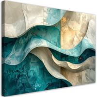 LEINWANDBILD Abstraktion 90x60cm - Türkis, Textil (90/60cm) - Feeby