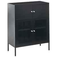SIDEBOARD mit Glastüren Metall 80 cm Schwarz Esholt - Schwarz, Metall (80/102/40cm) - Beliani