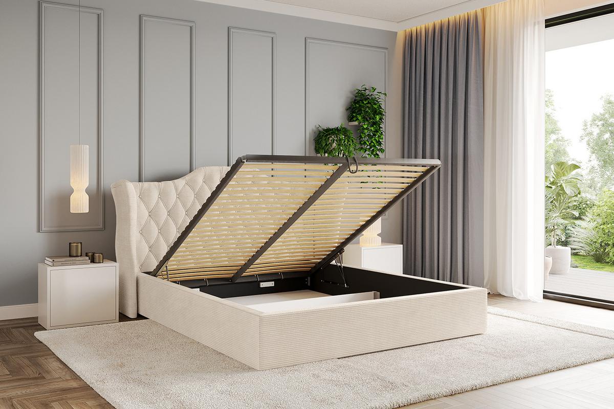 POLSTERBETT mit Bettkasten und Lattenrost, Boxbett ohne Matratze - ZORAN 140x200 Beige - Creme, Holzwerkstoff/Textil (140/200cm) - ALTDECOR