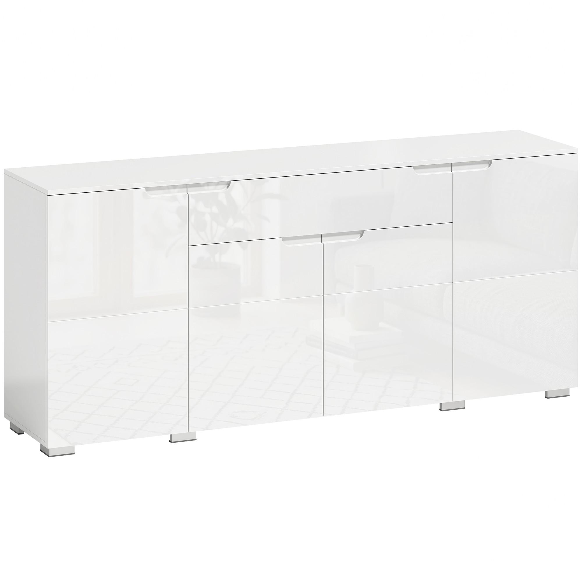 SIDEBOARD MDF Weiß Hochglanz - Weiß Hochglanz, Holzwerkstoff (40/80/180cm) - HOMCOM