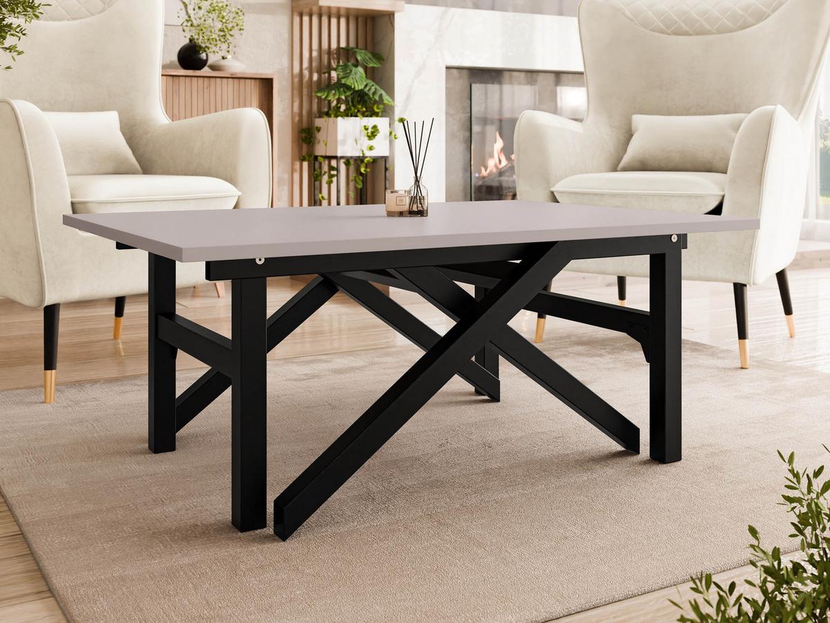 2-IN-1 COUCHTISCH UND ESSTISCH Xena Bis - Kaschmir/Schwarz, Holzwerkstoff/Metall (70/100/45cm) - MIRJAN24