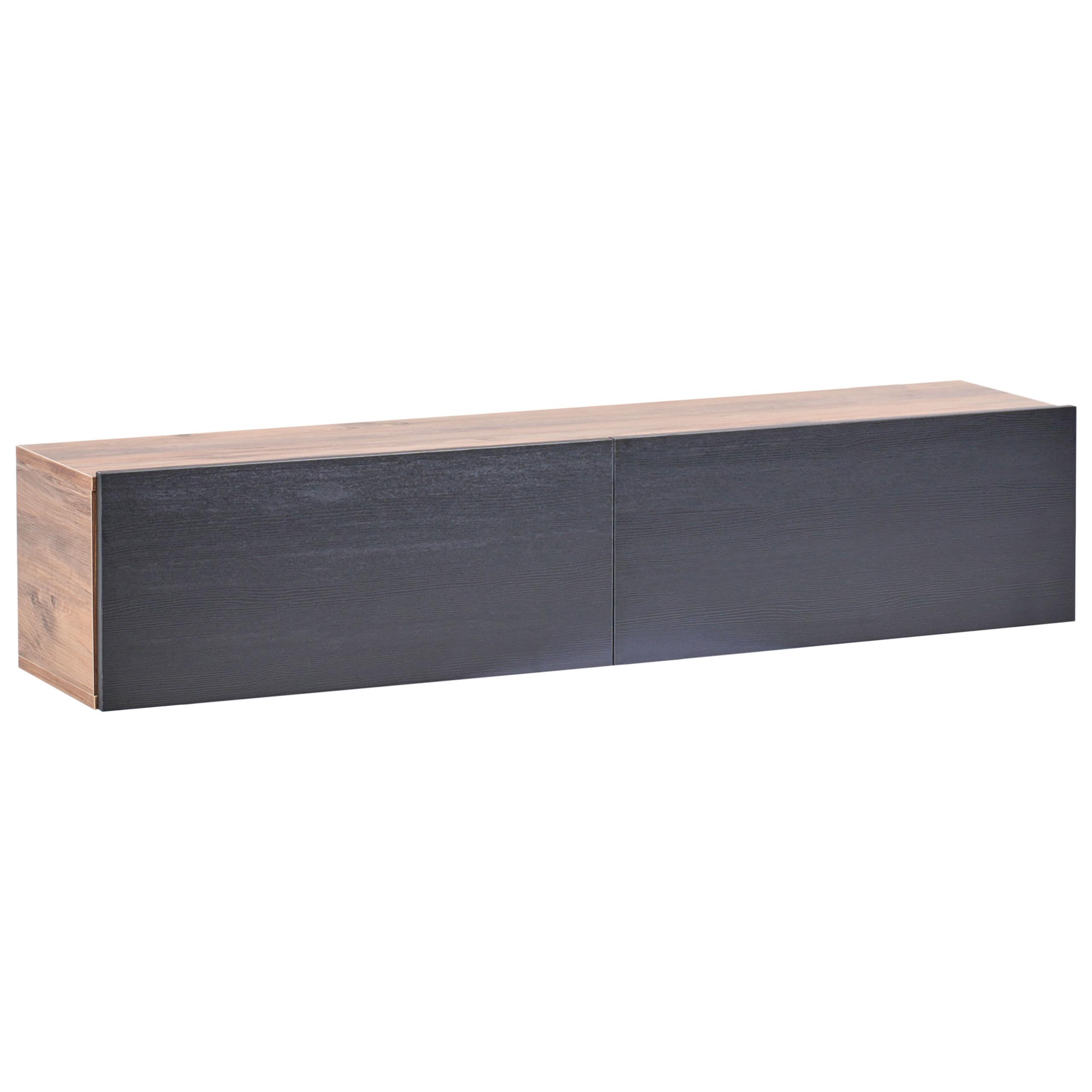 WANDMONTIERTER-TV-SCHRANK Schwarz/Braun Gladstone - Schwarz/Braun, Holzwerkstoff (140/30/32cm) - Beliani