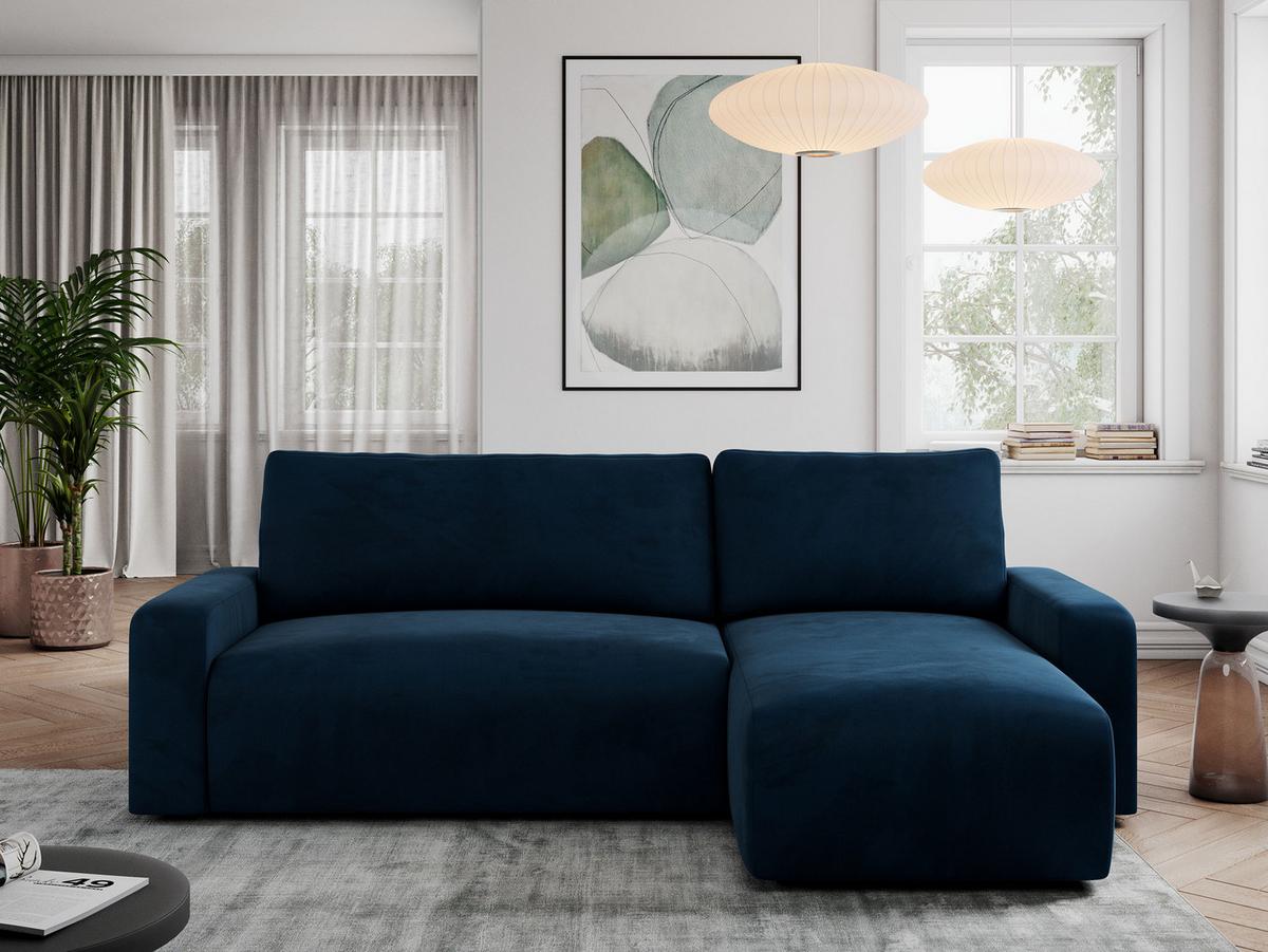ECKSOFA ARGOS Dunkelblau Velours - Schwarz/Dunkelblau, Kunststoff/Textil (245/150cm) - MKS